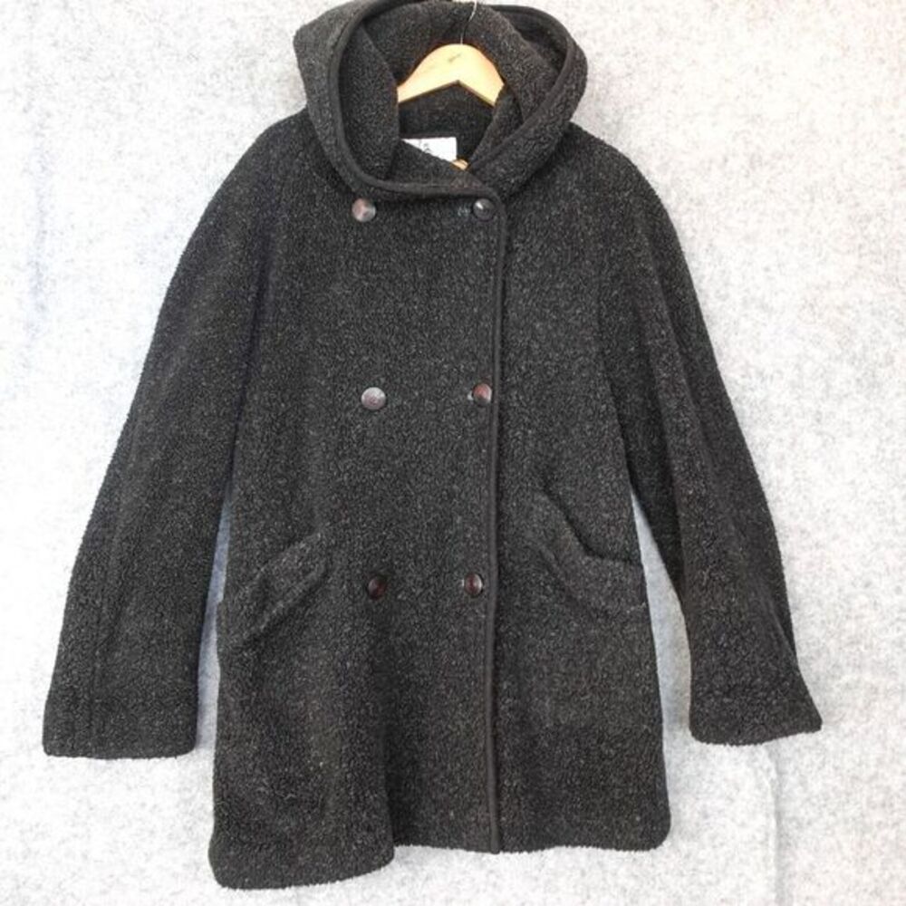 Oversize Teddy Fleece Pea Coat Womens Medium Black‎ Apres Hoodie Kristen Blake